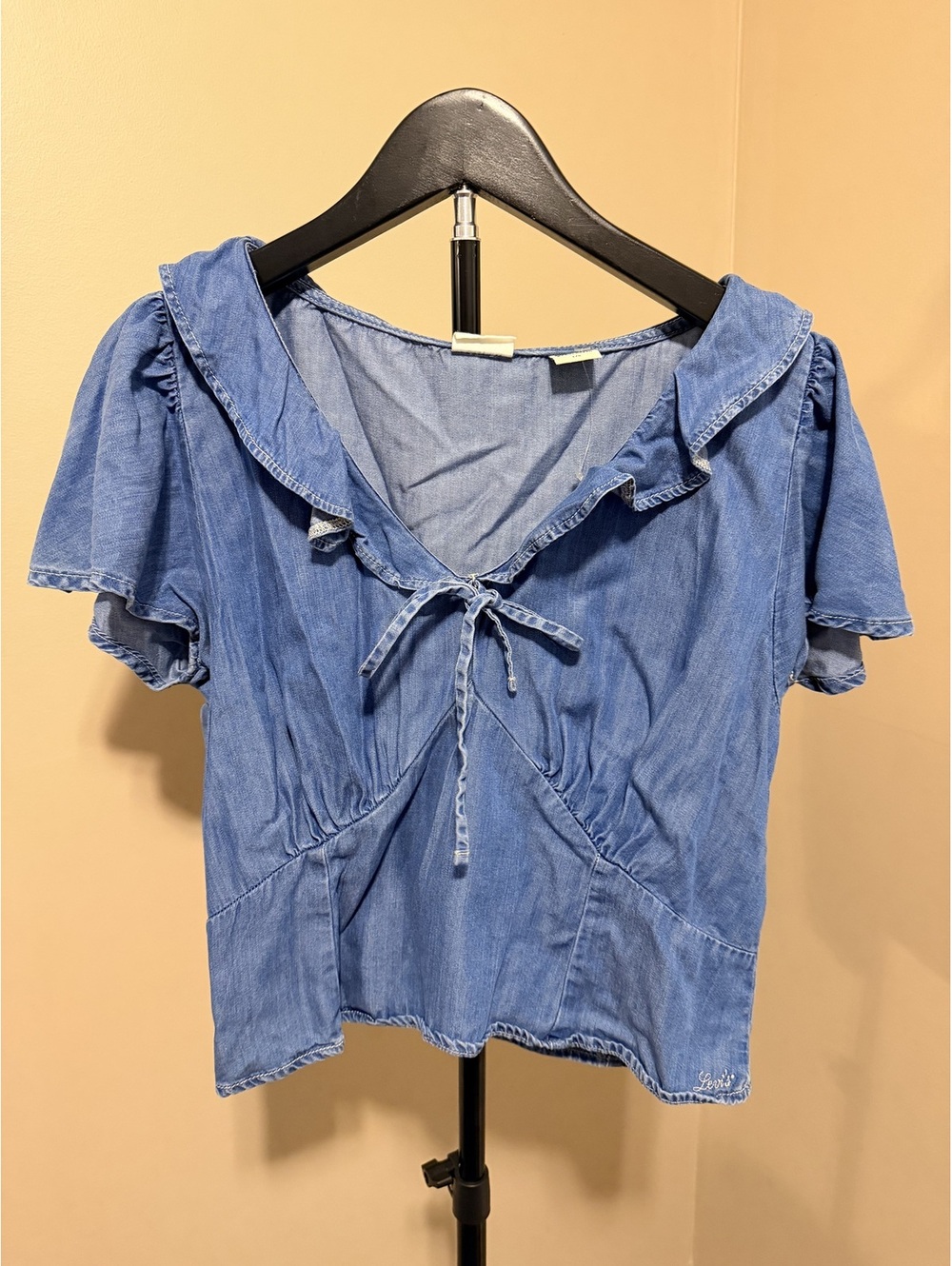 Levi's Light Blue Lyocell Denim Peplum Top Women L